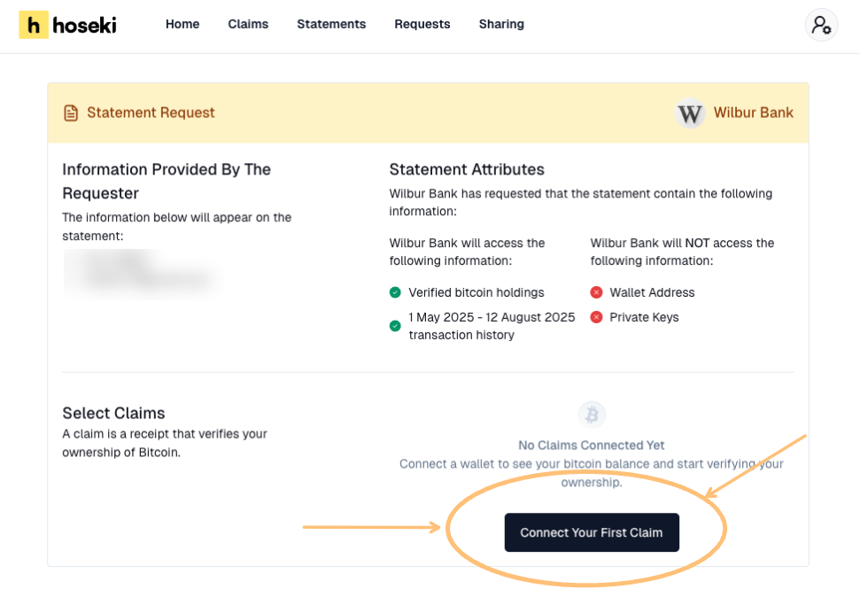Add a claim on Access Request screen