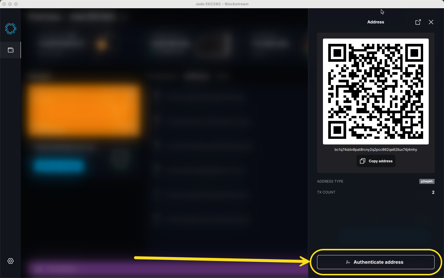 Authenticate address action