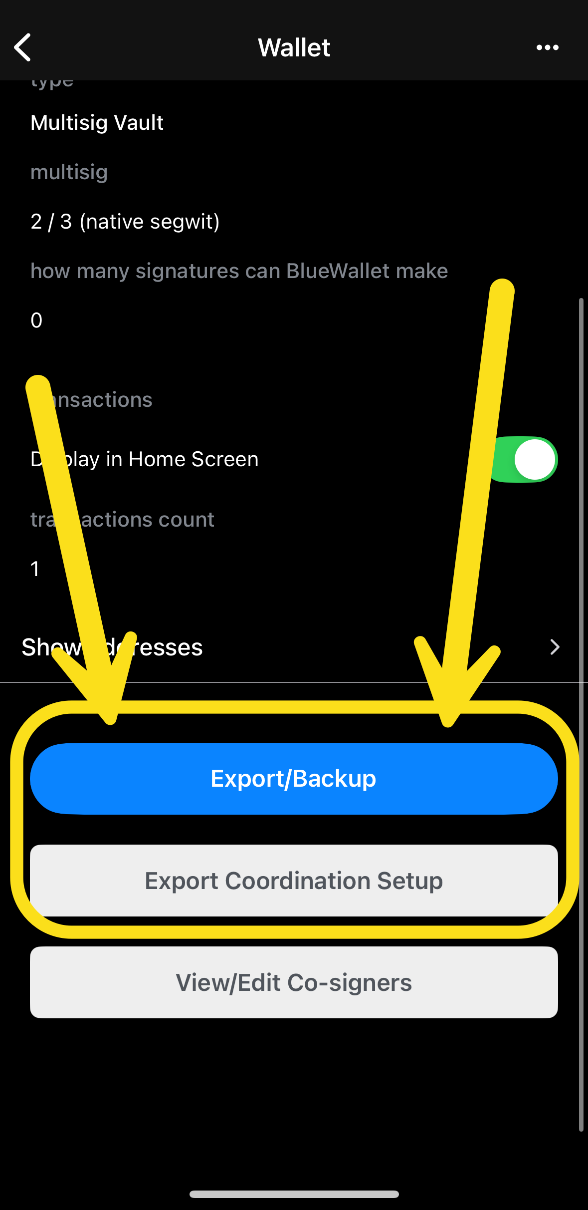 Bluewallet export