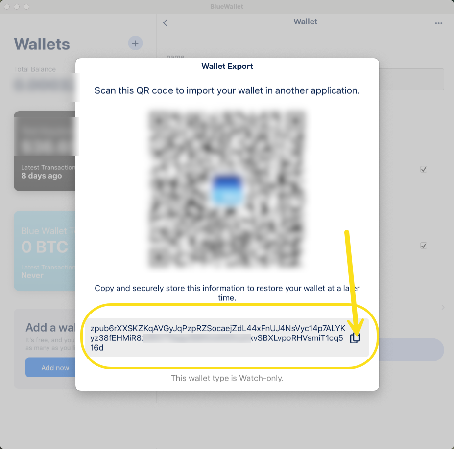 BlueWallet export