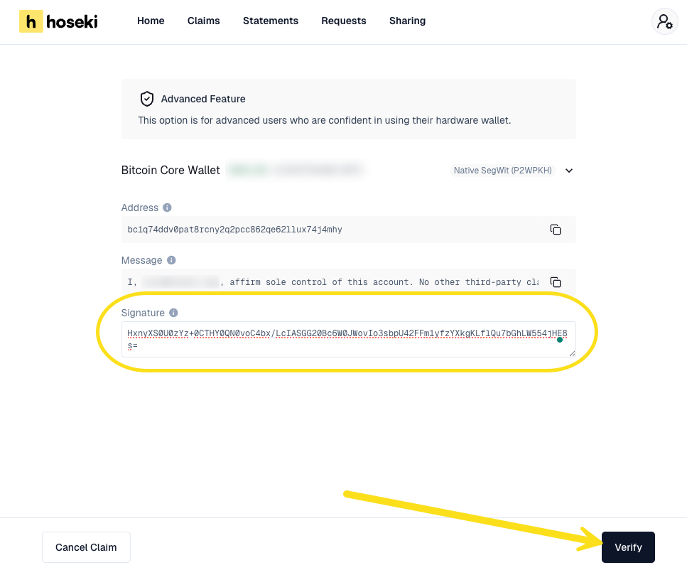 Paste signature into Hoseki manual flow