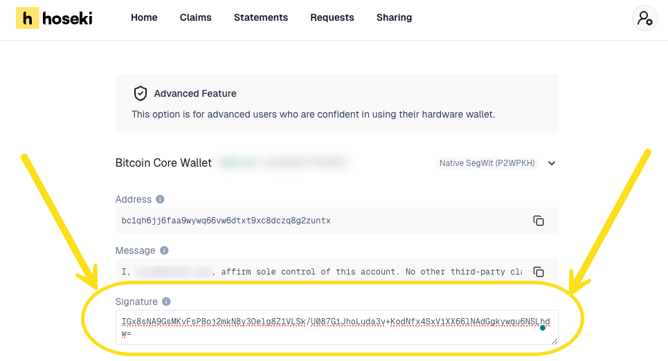 Manual flow: paste signature