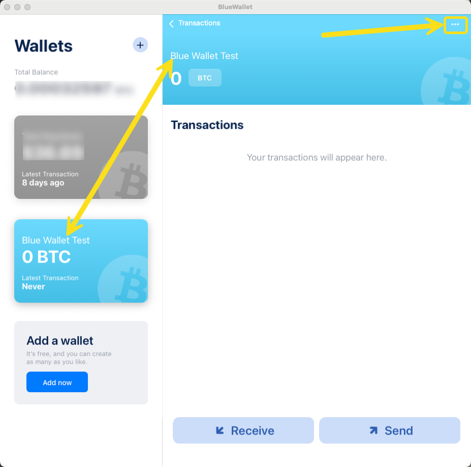BlueWallet wallet screen