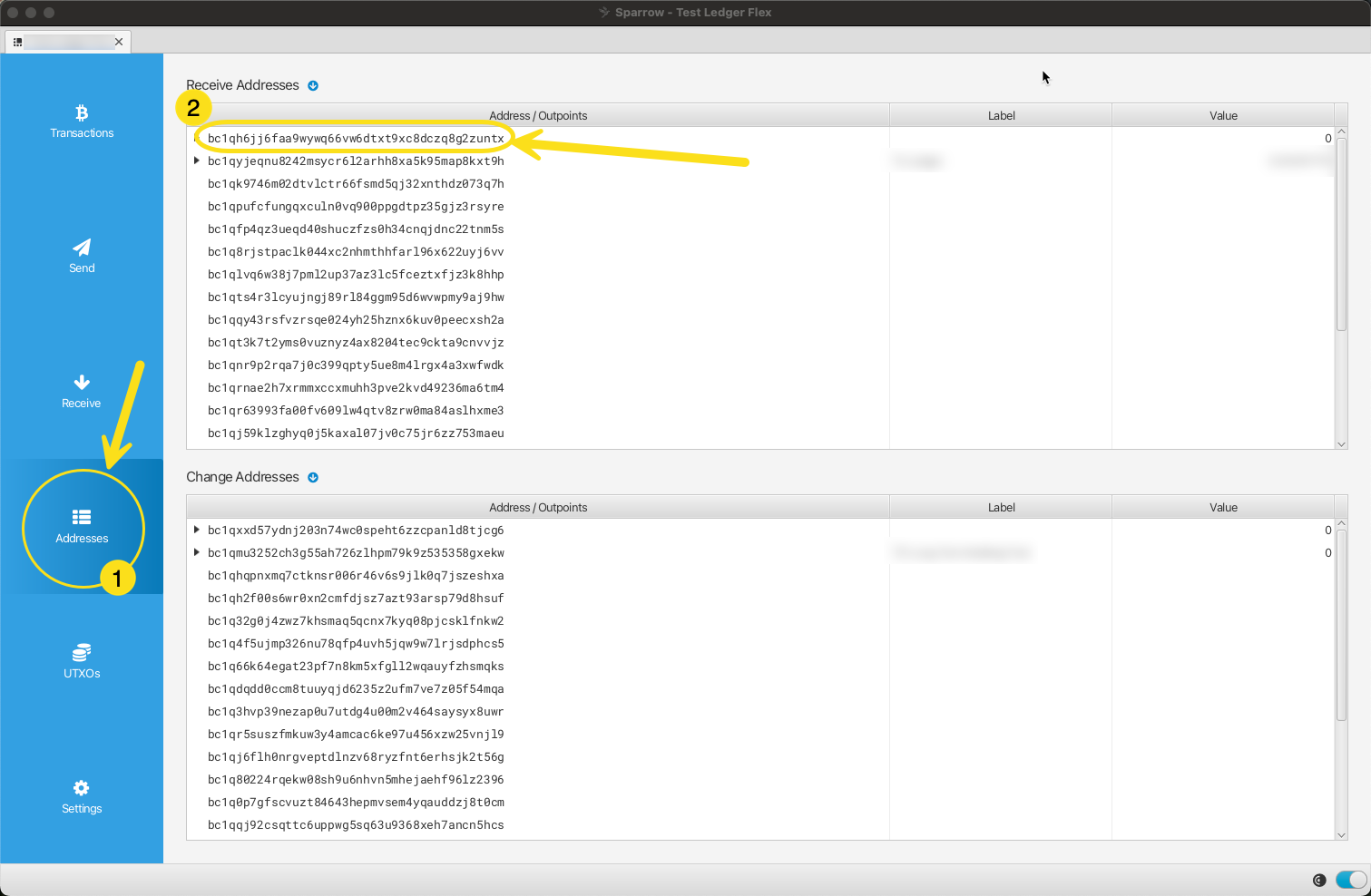 Sparrow: find the first receive address