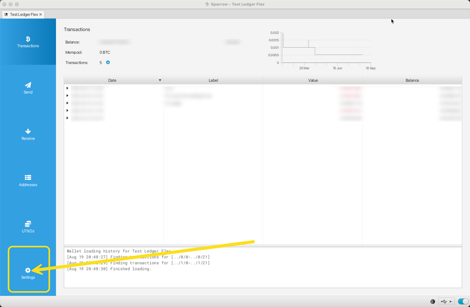Sparrow left navigation menu - Settings